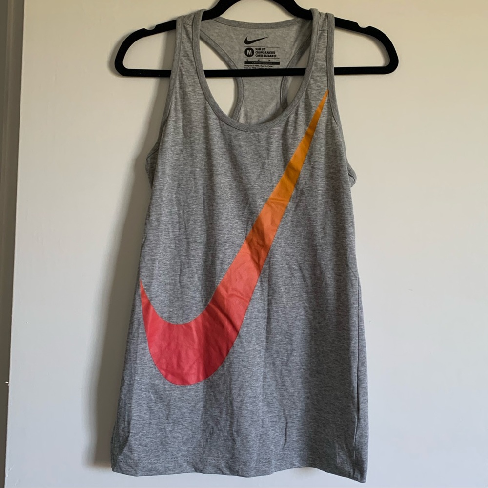 Nike Gray Swish Racerback Slim Fit Athletic Tank